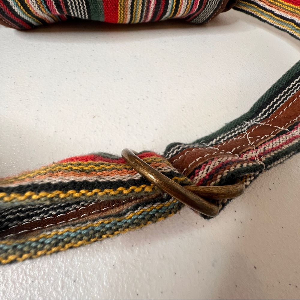 Bohemian Striped Gheri Textile Woven Crossbody Bag Bead Toggle Festival Hippie - Picture 12 of 14